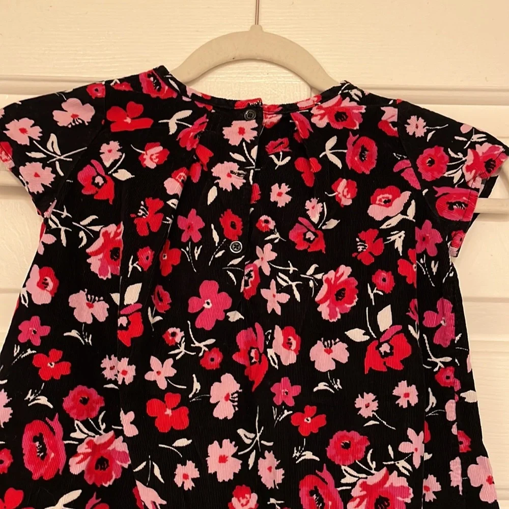 Gap Baby(3yrs) Black and Pink Poppy Corduroy Short Sleeve Dress - Size 3T